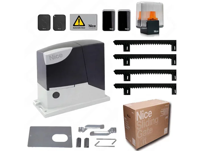 NICE NICE RDKCE RD400 RD400KCE Kit Con 4 MT Cremagliera Automazione Motore Per Cancelli Scorrevoli Road 400kg 24v