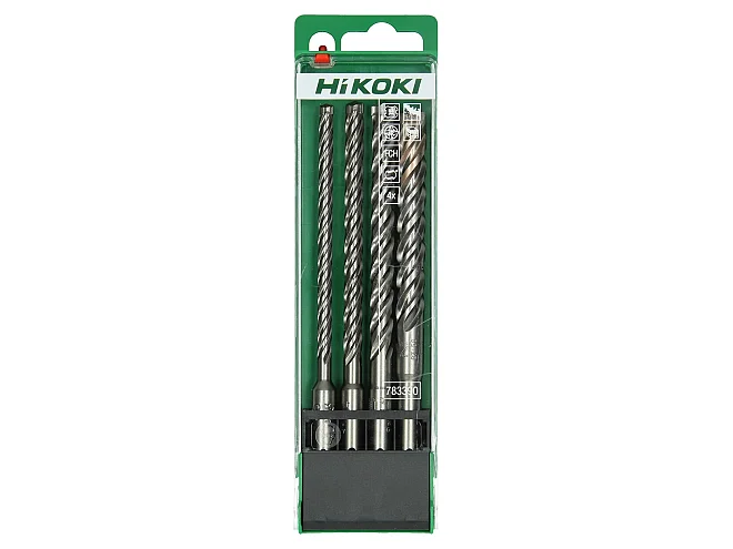 Hikoki Hikoki 783390 Kit Punte SDS-Pluscon placchetta monoblocco 4 taglienti (4 pezzi) 6/8/10/12 x 165 mm