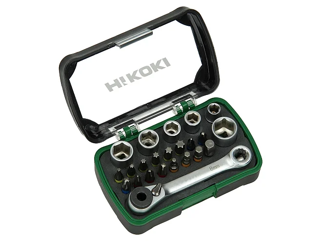 Hikoki Hikoki 750362 Kit inserti/bussole 1/4'', 24 pezzi, cricchetto incluso