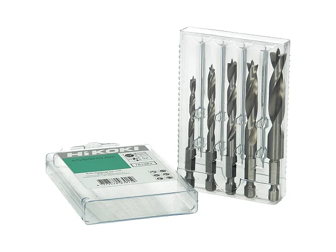 Hikoki Hikoki 781983 Kit punte elicoidali per legno (5 pezzi) 1/4'' esagonali 4/5/6/8/10 mm