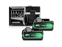 Hikoki Hikoki UC18YSL3WHZ BoosterPack con 2 batterie MULTI VOLT BSL36A18X (36 V/18 V - 2,5 Ah/5,0 Ah) e caricabatteria UC18YSL3