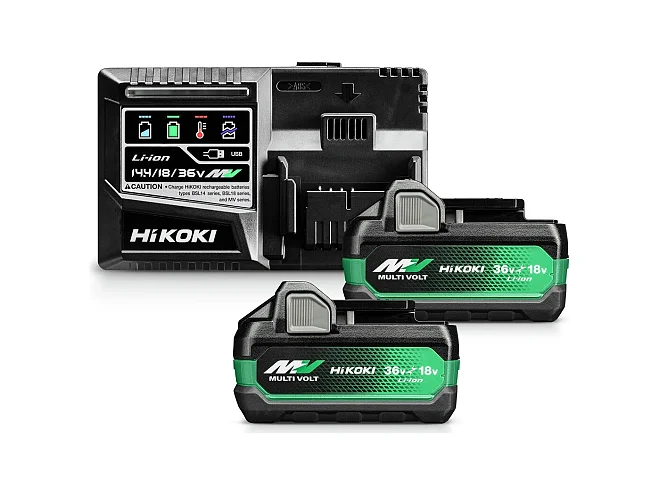 Hikoki Hikoki UC18YSL3WHZ BoosterPack con 2 batterie MULTI VOLT BSL36A18X (36 V/18 V - 2,5 Ah/5,0 Ah) e caricabatteria UC18YSL3