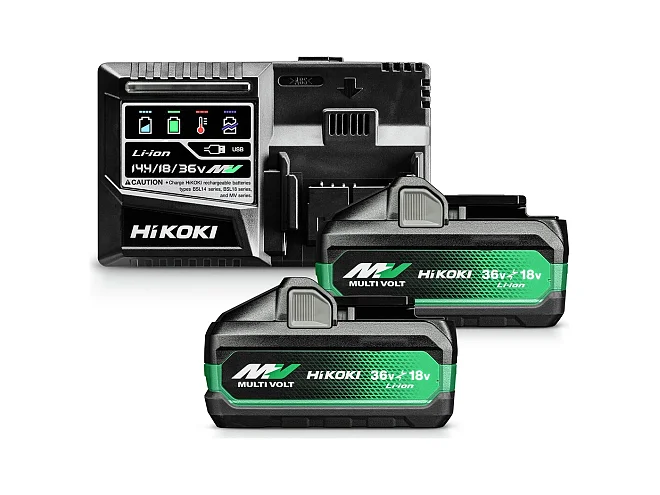 Hikoki Hikoki UC18YSL3WJZ BoosterPack con 2 batterie MULTI VOLT BSL36B18X (36 V/18 V - 8 Ah/4 Ah) e caricabatteria UC18YSL3