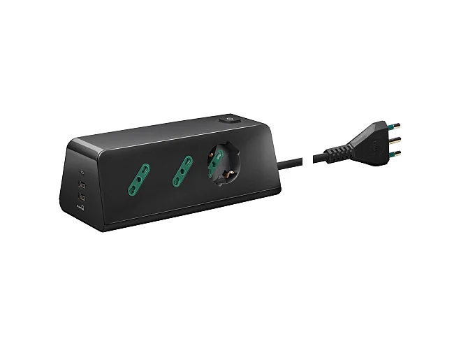 VIMAR Vimar 00604.CC Presa scrivania 1univ+2P17/11+3USB+S17 n