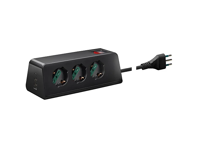 VIMAR Vimar 00608.CC Presa scrivania 3univ.+3USB+S11+cbe nero