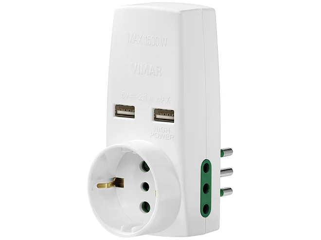 VIMAR Vimar 0P00332.B Adattatore S11+2P11+P30+2USB bianco