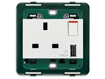 VIMAR Vimar 14223.A Presa 2P+T 13A BS+int.rosso+USB A bianco