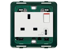 VIMAR Vimar 14223.C Presa 2P+T 13A BS+int.rosso+USB C bianco