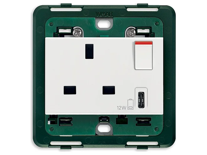 VIMAR Vimar 14223.C Presa 2P+T 13A BS+int.rosso+USB C bianco