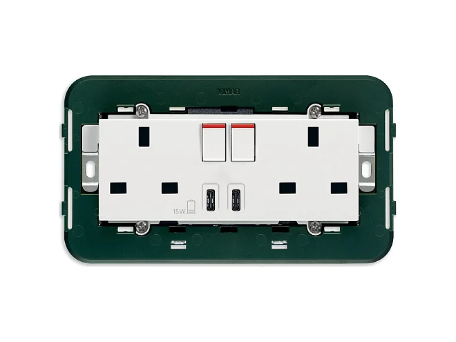 VIMAR Vimar 14224.CC 2prese 2P+T13ABS+int.rosso+USBC+C bianco