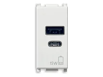 VIMAR Vimar 14292.AC.15 Alimentatore USB A+C 15W 5V 1M bianco