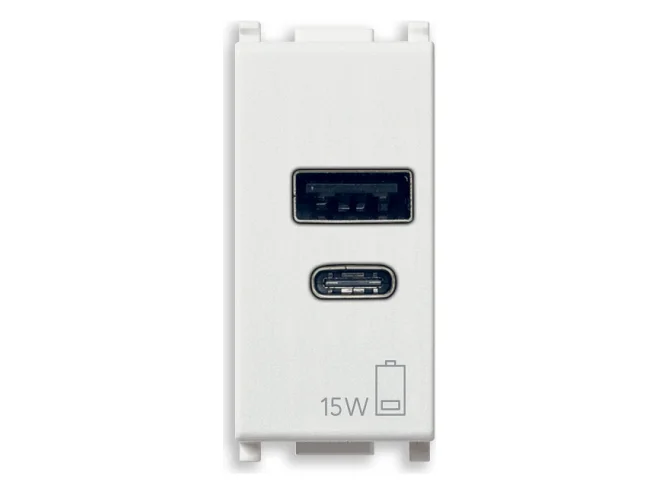 VIMAR Vimar 14292.AC.15 Alimentatore USB A+C 15W 5V 1M bianco