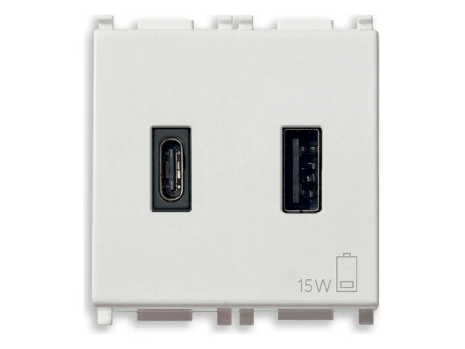 VIMAR Vimar 14295.AC Alimentatore USB A+C 15W 3A 5V 2M bianco