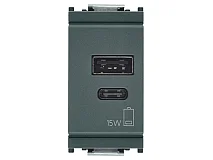 VIMAR Vimar 16292.AC.15 Alimentatore USB A+C 5V 3A 15W 1M grigio