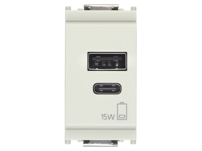 VIMAR Vimar 16292.AC.15.B Alimentatore USB A+C 5V 3A 15W 1M bianco