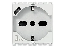 VIMAR Vimar 19210.USB.B Presa 2P+T 16A universale + USB C bianco