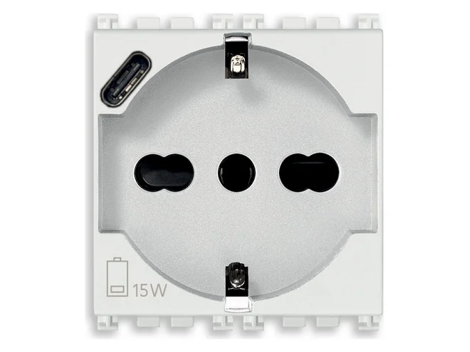 VIMAR Vimar 19210.USB.B Presa 2P+T 16A universale + USB C bianco