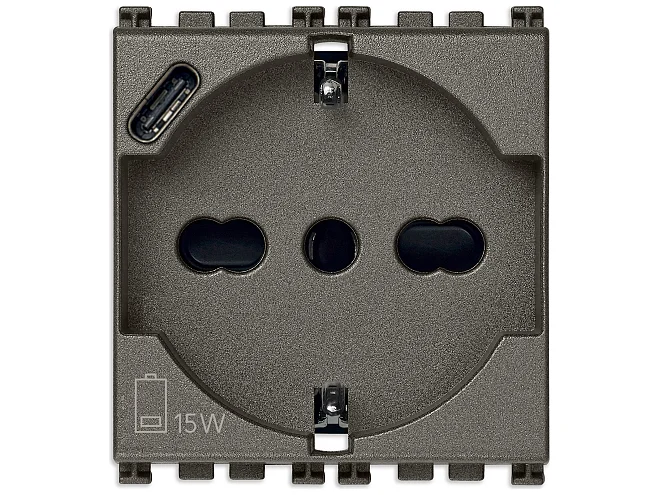 VIMAR Vimar 19210.USB.M Presa 2P+T 16A universale + USB C Metal