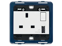 VIMAR Vimar 19223.A.B Presa 2P+T 13A BS+int.rosso+USB A bianco