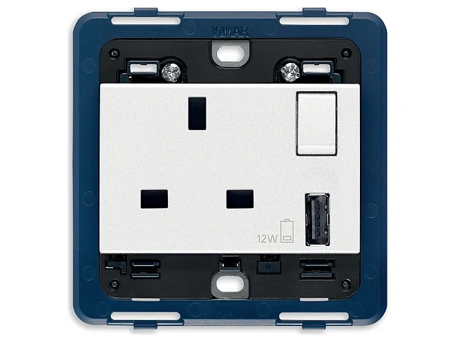 VIMAR Vimar 19223.A.B Presa 2P+T 13A BS+int.rosso+USB A bianco