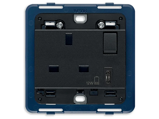VIMAR Vimar 19223.C Presa 2P+T 13A BS+int.rosso+USB C grigio
