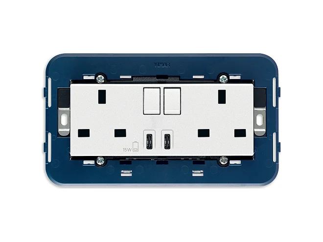VIMAR Vimar 19224.CC.B 2prese 2P+T13ABS+int.rosso+USBC+C bianco