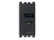 VIMAR Vimar 19292.AC.15 Alimentatore USB A+C 15W 5V 1M grigio