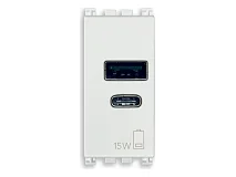 VIMAR Vimar 19292.AC.15.B Alimentatore USB A+C 15W 5V 1M bianco