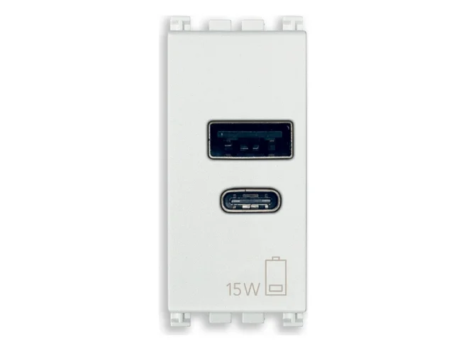 VIMAR Vimar 19292.AC.15.B Alimentatore USB A+C 15W 5V 1M bianco
