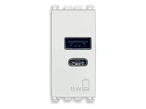VIMAR Vimar 19292.AC15ABB Alimentatore USB A+C 15W 5V 1M antib. b.