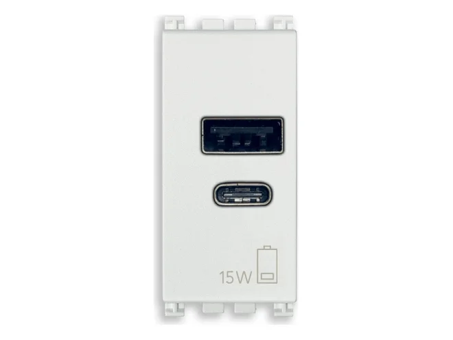 VIMAR Vimar 19292.AC15ABB Alimentatore USB A+C 15W 5V 1M antib. b.