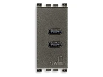VIMAR Vimar 19292.CC.M Alimentatore USB C+C 15W 3A 5V 1M Metal