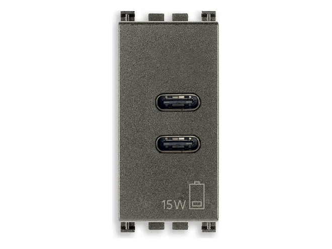 VIMAR Vimar 19292.CC.M Alimentatore USB C+C 15W 3A 5V 1M Metal