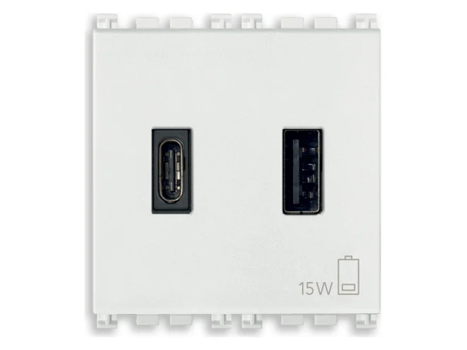 VIMAR Vimar 19295.AC.B Alimentatore USB A+C 15W 3A 5V 2M bianco