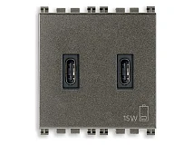 VIMAR Vimar 19295.CC.M Alimentatore USB C+C 15W 3A 5V 2M Metal
