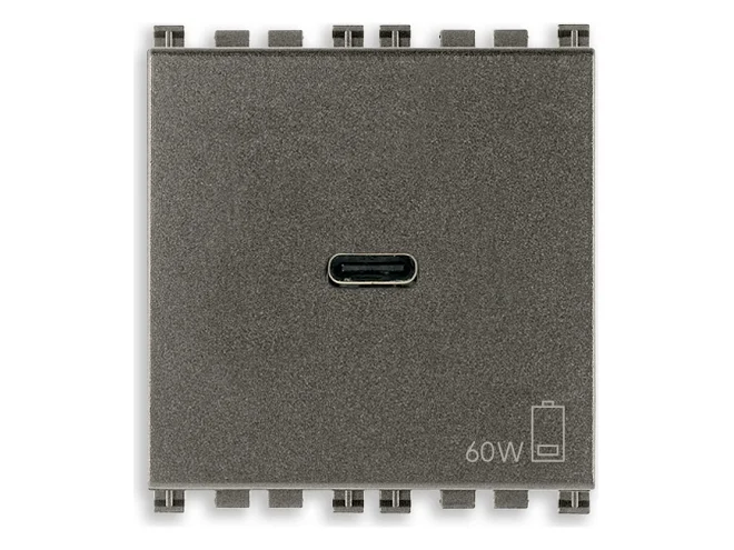 VIMAR Vimar 19298.60.M Alimentatore USB C 60W PD Metal
