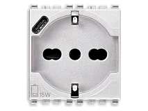 VIMAR Vimar 20210.USB.B Presa 2P+T 16A universale + USB C bianco