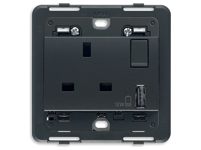 VIMAR Vimar 20223.A Presa 2P+T 13A BS + int. + USB A grigio