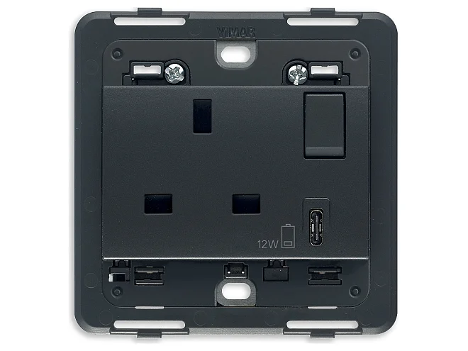 VIMAR Vimar 20223.C Presa 2P+T 13A BS + int. + USB C grigio