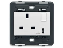VIMAR Vimar 20223.C.B Presa 2P+T 13A BS + int. + USB C bianco