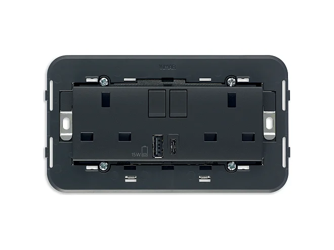 VIMAR Vimar 20224.AC 2 prese 2P+T 13A BS +int +USB A+C grigio