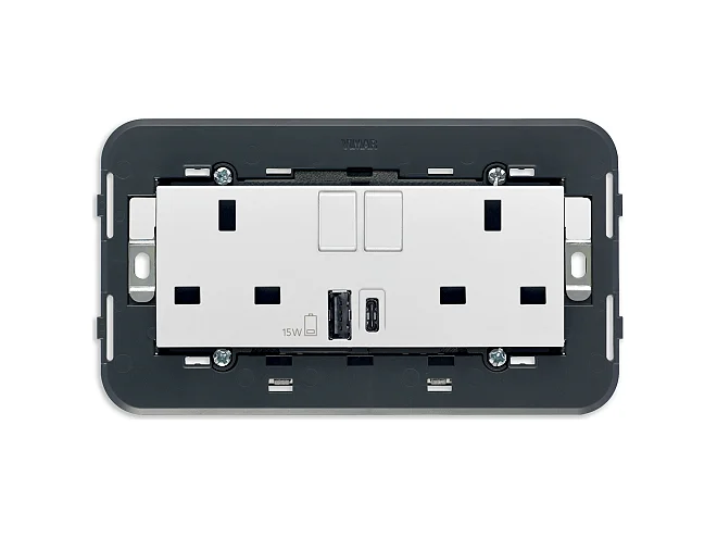 VIMAR Vimar 20224.AC.B 2 prese 2P+T 13A BS +int +USB A+C bianco