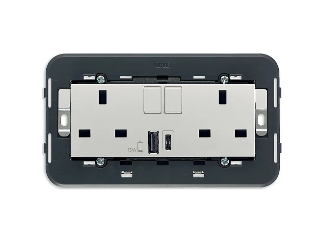 VIMAR Vimar 20224.AC.N 2 prese 2P+T 13A BS +int +USB A+C Next