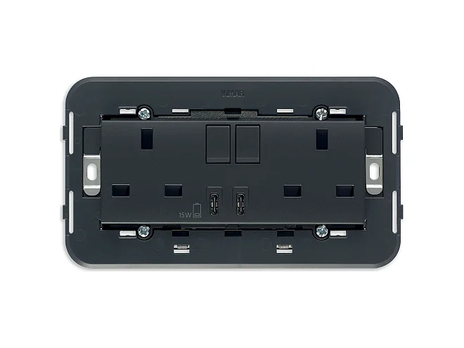 VIMAR Vimar 20224.CC 2 prese 2P+T 13A BS +int +USB C+C grigio