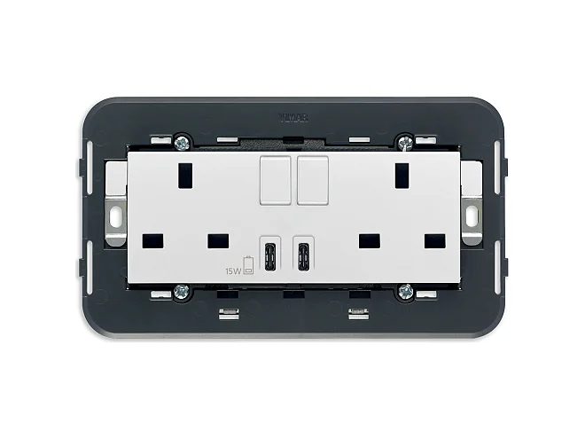 VIMAR Vimar 20224.CC.B 2 prese 2P+T 13A BS +int +USB C+C bianco