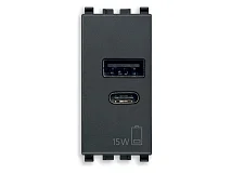 VIMAR Vimar 20292.AC.15 Alimentatore USB A+C 15W 5V 1M grigio