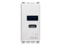 VIMAR Vimar 20292.AC.15.B Alimentatore USB A+C 15W 5V 1M bianco