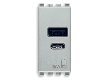VIMAR Vimar 20292.AC.15.N Alimentatore USB A+C 15W 5V 1M Next