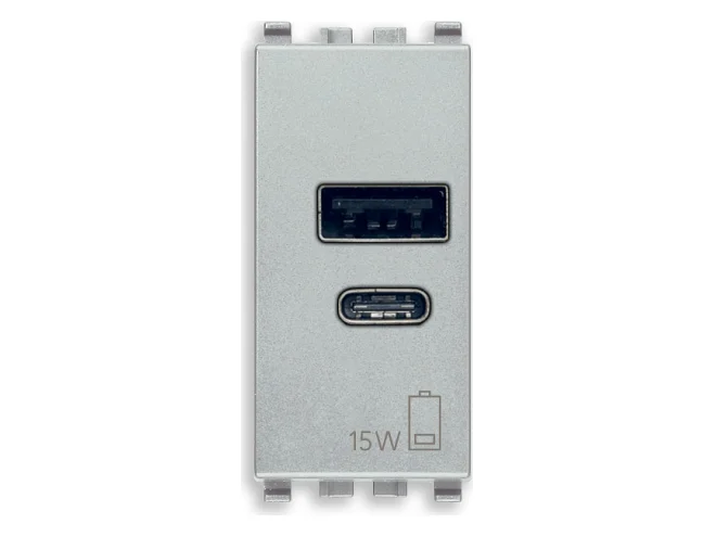 VIMAR Vimar 20292.AC.15.N Alimentatore USB A+C 15W 5V 1M Next