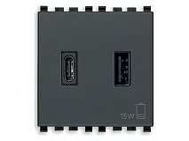 VIMAR Vimar 20295.AC Alimentatore USB A+C 15W 3A 5V 2M grigio